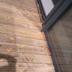 white lines drawn around shadow of the window on the decking window